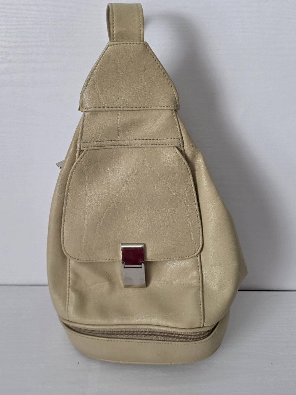 Women's Faux Leather Beige Backpack